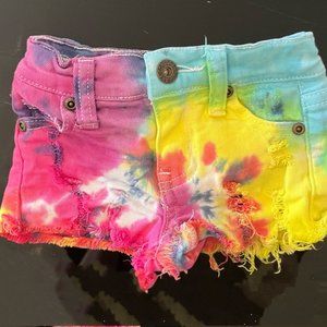 Rainbow Tie Dye Contraband 2T Contraband Ripped Jean/Denim Shorts